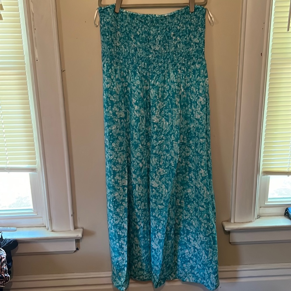 Catos Flocked Strapless Maxi Dress